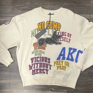 Men’s Akoo crew neck Graphic Cream Sweater new with tags